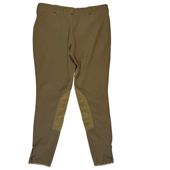 Tuff Rider Ladies Ribb Low-rise Pull-On Knee Patch Breeches, Taupe, Women's 32 - Picture 2 of 9